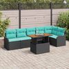 vidaXL Ensemble de canap&eacute; de jardin 7 pcs Noir et Bleu polyrotin