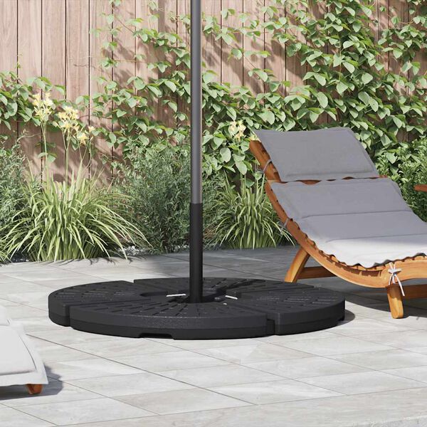 vidaXL Socle de parasol en forme d'&eacute;ventail 4 pcs Noir