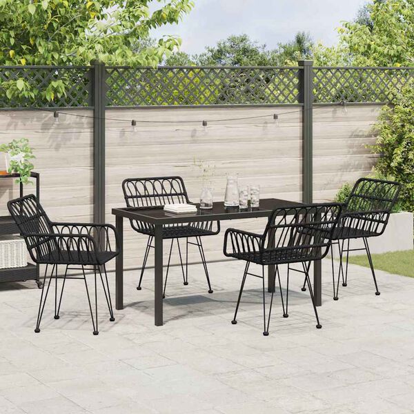vidaXL Ensemble de salle &agrave; manger pour jardin 5 pcs Noir
