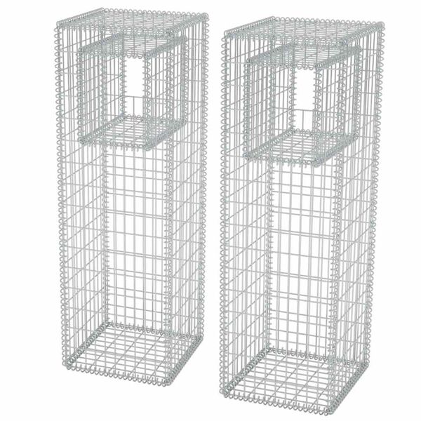 vidaXL Jardini&egrave;re/Poteau de panier de gabion 2 pcs Acier 50x50x160 cm