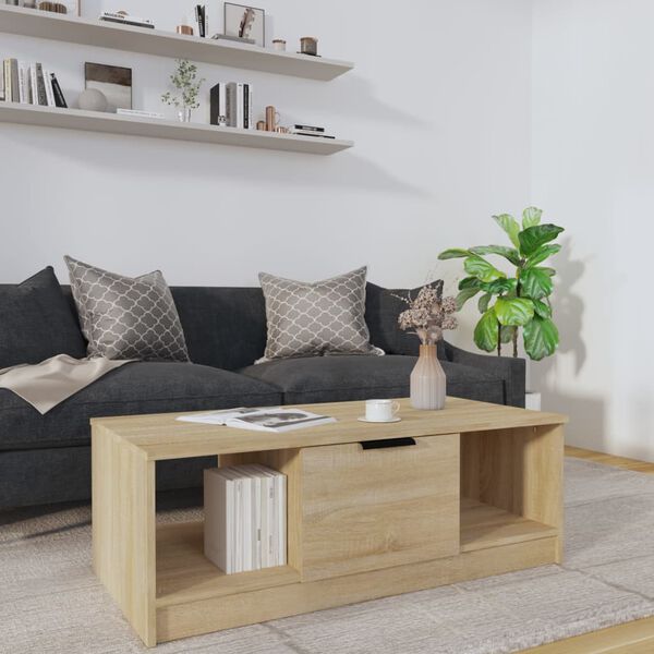 vidaXL Table basse ch&ecirc;ne sonoma 102x50x36 cm bois d'ing&eacute;nierie