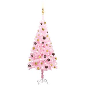 vidaXL Arbre de No&euml;l artificiel pr&eacute;-&eacute;clair&eacute; et boules noir 240 cm PVC