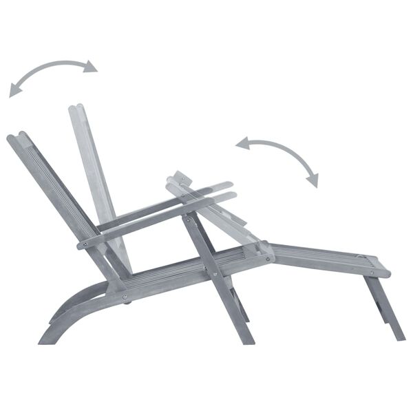 vidaXL Chaise longue d'ext&eacute;rieur repose-pied et coussin Acacia solide