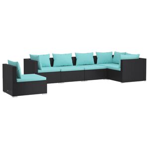 vidaXL Salon de jardin 6 pcs avec coussins R&eacute;sine tress&eacute;e Noir