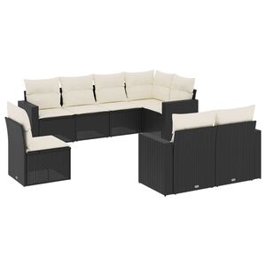 vidaXL Salon de jardin 8 pcs avec coussins noir r&eacute;sine tress&eacute;e