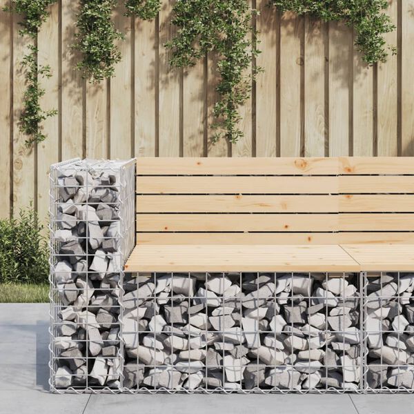 vidaXL Banc de jardin design gabion 92x71x65,5 cm bois massif de pin