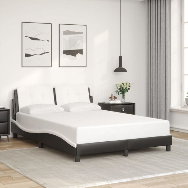 vidaXL Cadre de lit sans matelas Zadar noir et blanc 137x190 cm similicuir