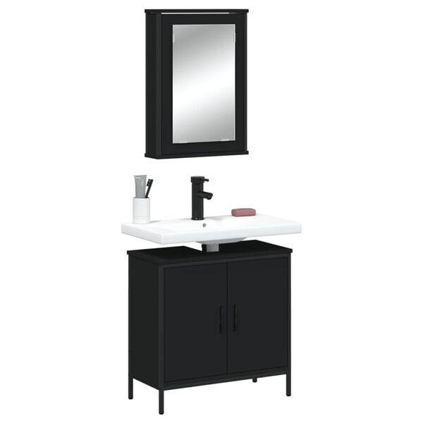 vidaXL Ensemble de meubles salle de bain 2 pcs noir bois d'ing&eacute;nierie