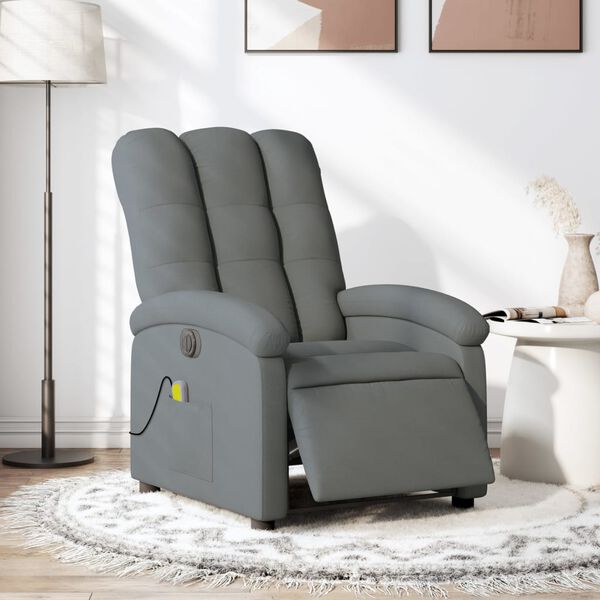 vidaXL Fauteuil inclinable de massage &eacute;lectrique gris fonc&eacute; tissu