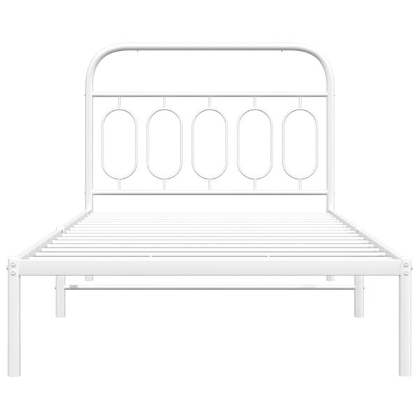 vidaXL Cadre de lit m&eacute;tal sans matelas et t&ecirc;te de lit blanc 100x200 cm