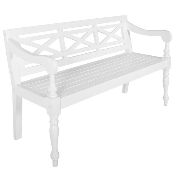 vidaXL Banc Batavia 123 cm Bois d'acajou massif Blanc
