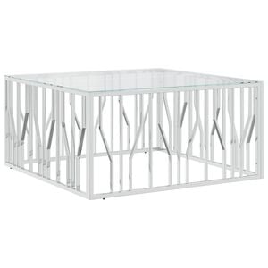 vidaXL Table basse 100x100x50 cm acier inoxydable et verre