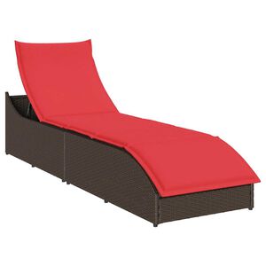 vidaXL Chaise longue pliante coussin rangement marron r&eacute;sine tress&eacute;e