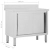 vidaXL Table de travail avec portes coulissantes 100x50x(95-97)cm Inox