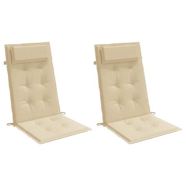 vidaXL Coussins de chaise &agrave; dossier haut lot de 2 beige tissu oxford