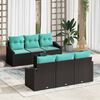 vidaXL Ensemble de Canap&eacute;s 7 pcs Noir et turquoise polyrotin