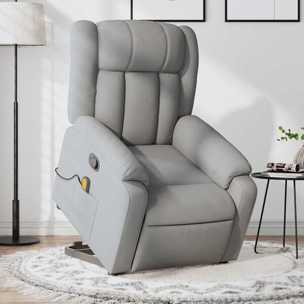 vidaXL Fauteuil inclinable de massage gris clair tissu