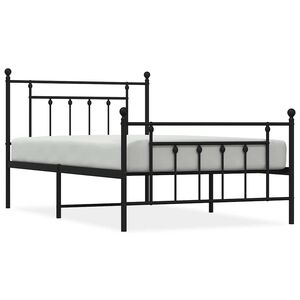 vidaXL Cadre de lit métal sans matelas et pied de lit noir 100x200 cm
