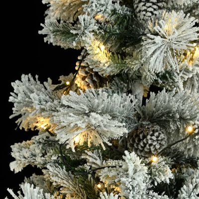 vidaXL Sapin de Noël pré-éclairé avec neige floquée/cônes 150cm PVC/PE