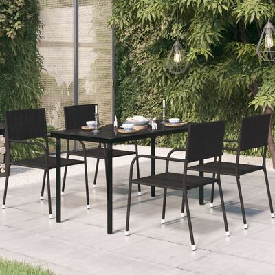 vidaXL Table à dîner de jardin Noir 140x70x74 cm Acier et verre