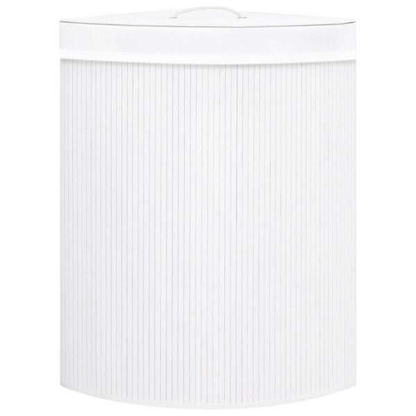 vidaXL Panier &agrave; linge d'angle Bambou Blanc 60 L