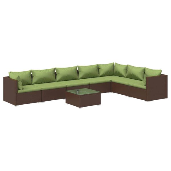 vidaXL Salon de jardin 8 pcs avec coussins r&eacute;sine tress&eacute;e marron