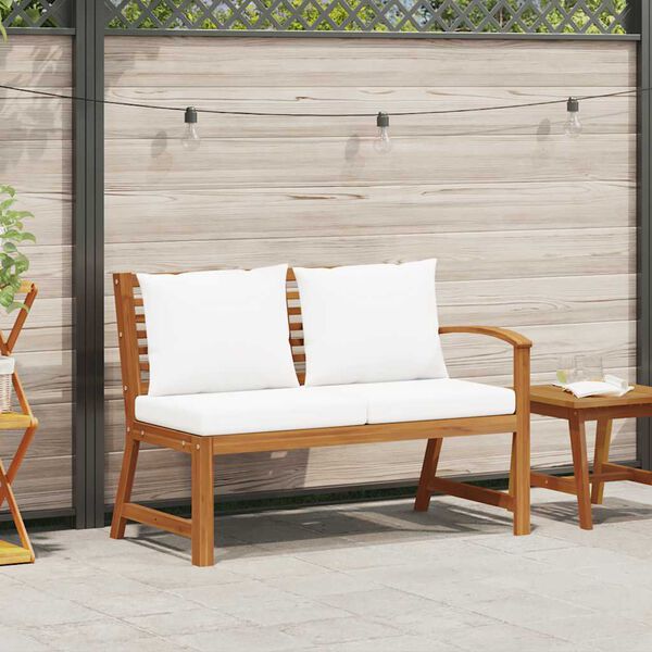vidaXL Banc de jardin 114,5 cm avec coussin cr&egrave;me Bois solide d'acacia
