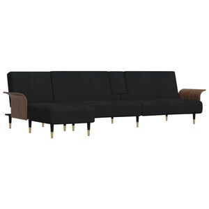 vidaXL Canap&eacute;-lit en forme de L noir 279x140x70 cm velours
