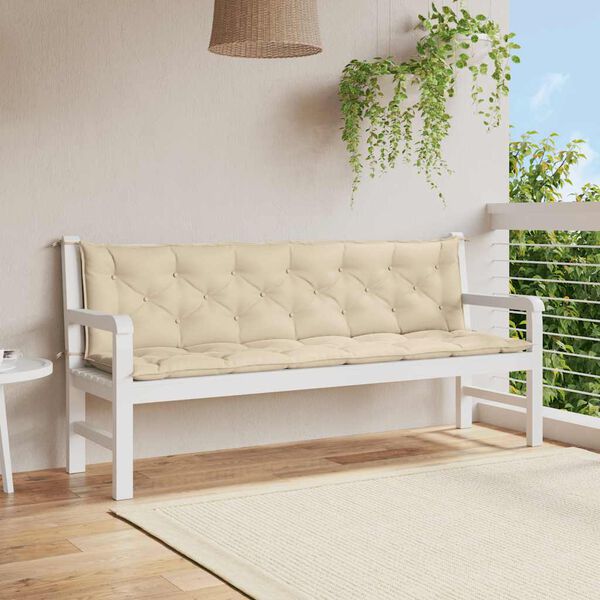 vidaXL Coussin de banc de jardin beige 200x(50+50)x7 cm tissu oxford