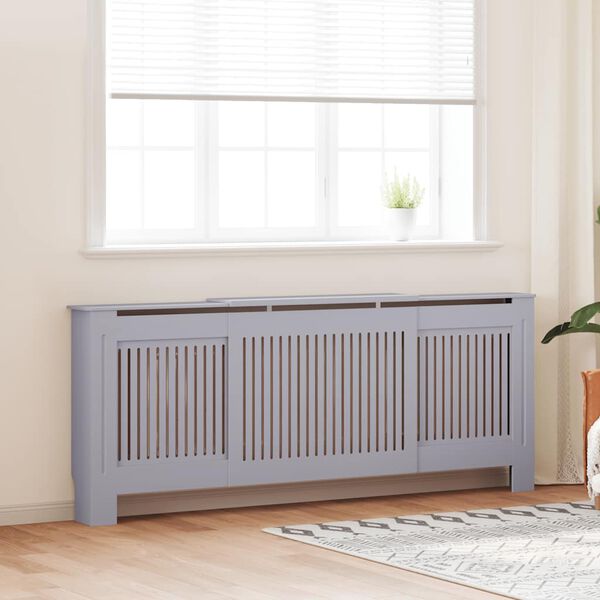 vidaXL Cache-radiateur MDF Gris 205 cm