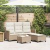 vidaXL Salon de jardin avec coussins forme de L 3 pcs beige polyrotin