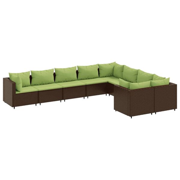 vidaXL Salon de jardin avec coussins 9 pcs marron r&eacute;sine tress&eacute;e