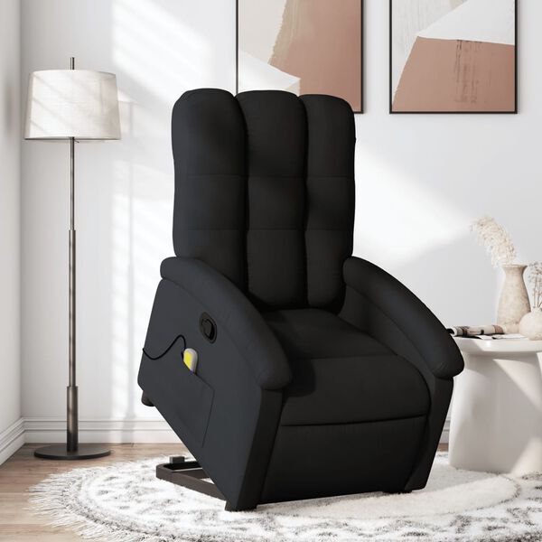 vidaXL Fauteuil inclinable de massage noir tissu