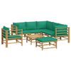vidaXL Salon de jardin 8 pcs avec coussins vert bambou