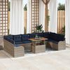 vidaXL Ensemble de canap&eacute; de jardin 11 pcs gris et bleu marine