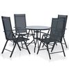 vidaXL Ensemble &agrave; manger d'ext&eacute;rieur 5 pcs Aluminium et textil&egrave;ne Noir