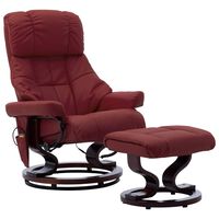 vidaXL Fauteuil de massage inclinable Bordeaux Similicuir bois courbé