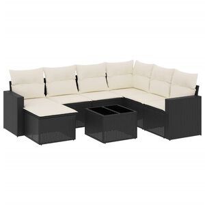vidaXL Salon de jardin 8 pcs avec coussins noir r&eacute;sine tress&eacute;e