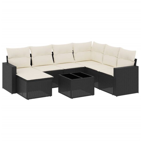 vidaXL Salon de jardin 8 pcs avec coussins noir r&eacute;sine tress&eacute;e