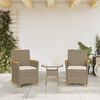 vidaXL Chaises de jardin coussins lot de 2 beige r&eacute;sine tress&eacute;e bois