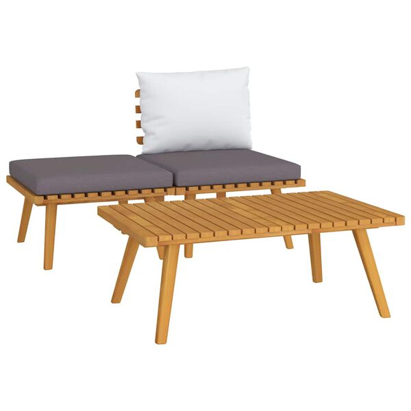 vidaXL Salon de jardin 3 pcs avec coussins Bois d'acacia massif