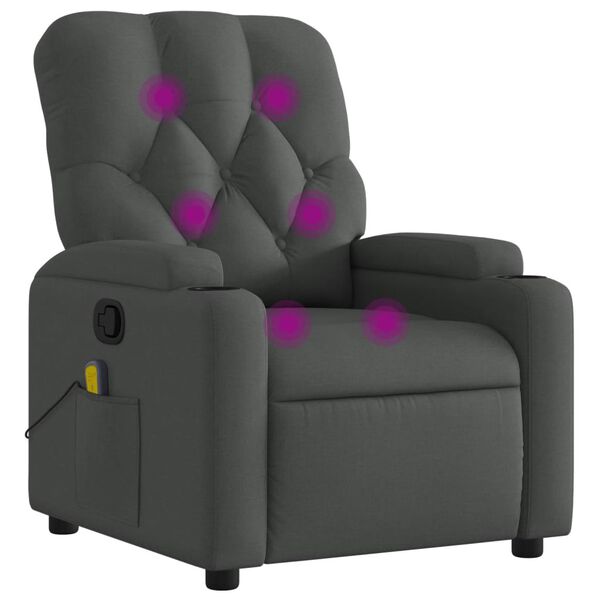 vidaXL Fauteuil de massage inclinable gris fonc&eacute; tissu