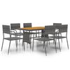 vidaXL Mobilier &agrave; d&icirc;ner d'ext&eacute;rieur 7 pcs R&eacute;sine tress&eacute;e Gris