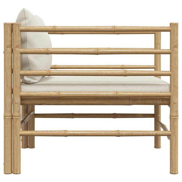 vidaXL Canapé de jardin avec coussins blanc crème Bambou