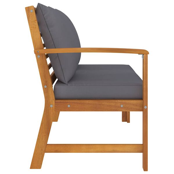vidaXL Banc de jardin 114,5 cm avec coussin gris fonc&eacute; Bois d'acacia