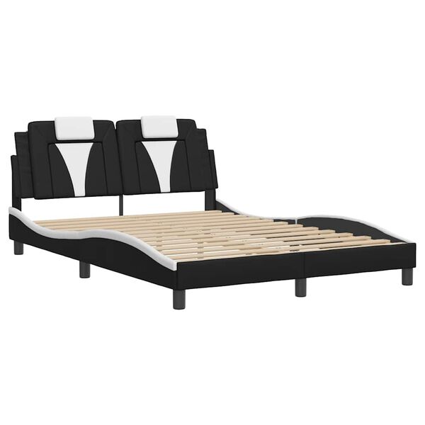 vidaXL Cadre de lit Viana sans matelas noir et blanc 137x190 cm similicuir