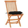 vidaXL Ensemble de bistro 3 pcs avec coussins noir Bois de teck massif