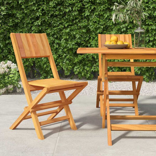 vidaXL Chaises de jardin pliantes lot de 2 47x61x90cm bois massif teck
