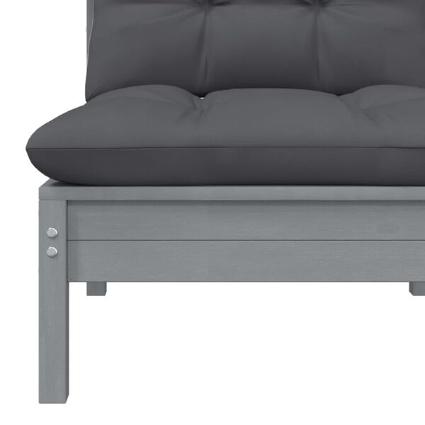 vidaXL Canap&eacute; central de jardin avec coussins anthracite Gris Pin