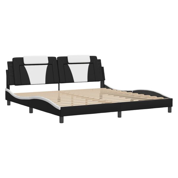 vidaXL Cadre de lit Viana sans matelas noir et blanc 193x203 cm similicuir